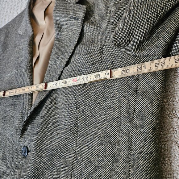 Lands'End 100% Lambswool Men's Tweet Blazer SZ 40R Black/Beige Sport Coat Preppy - Picture 13 of 15